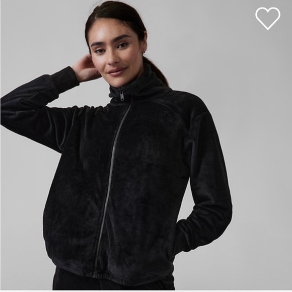 Athleta Jackets & Blazers - ATHLETA Double Cozy Karma Recover Full Zip Jacket Size Small Fleece Teddy Black